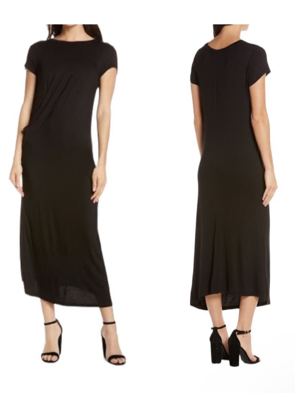 CAARA Brandon Ruched T-Shirt Midi Dress M
